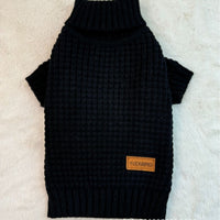 HKM-8782653 Cozy Pet Turtleneck Knitting Sweater for Cats and Dogs in Gray, Black, Yellow - Plush British Style
