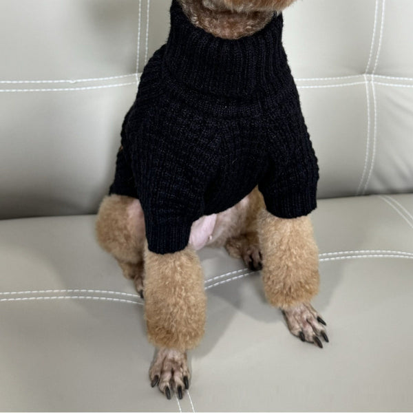 HKM-8782653 Cozy Pet Turtleneck Knitting Sweater for Cats and Dogs in Gray, Black, Yellow - Plush British Style