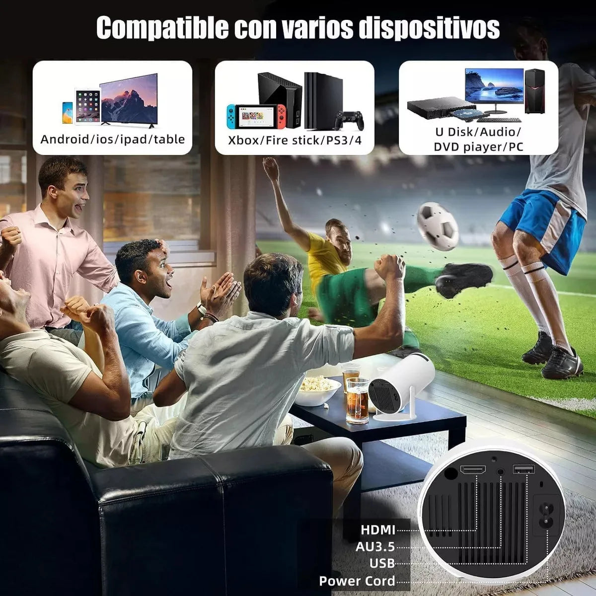 HKM-878291 Portable Mini 1080p and 4K Android Projector - Hy300 Pro Model