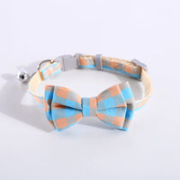 HKM-8784829 Adjustable Double Layer Bow Collar for Pets - Fresh Plaid Designs in Multiple Colors