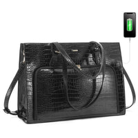 HKM-878483 Women’s Fashion Tote Bag with USB Port for 15.6 Inch Laptops