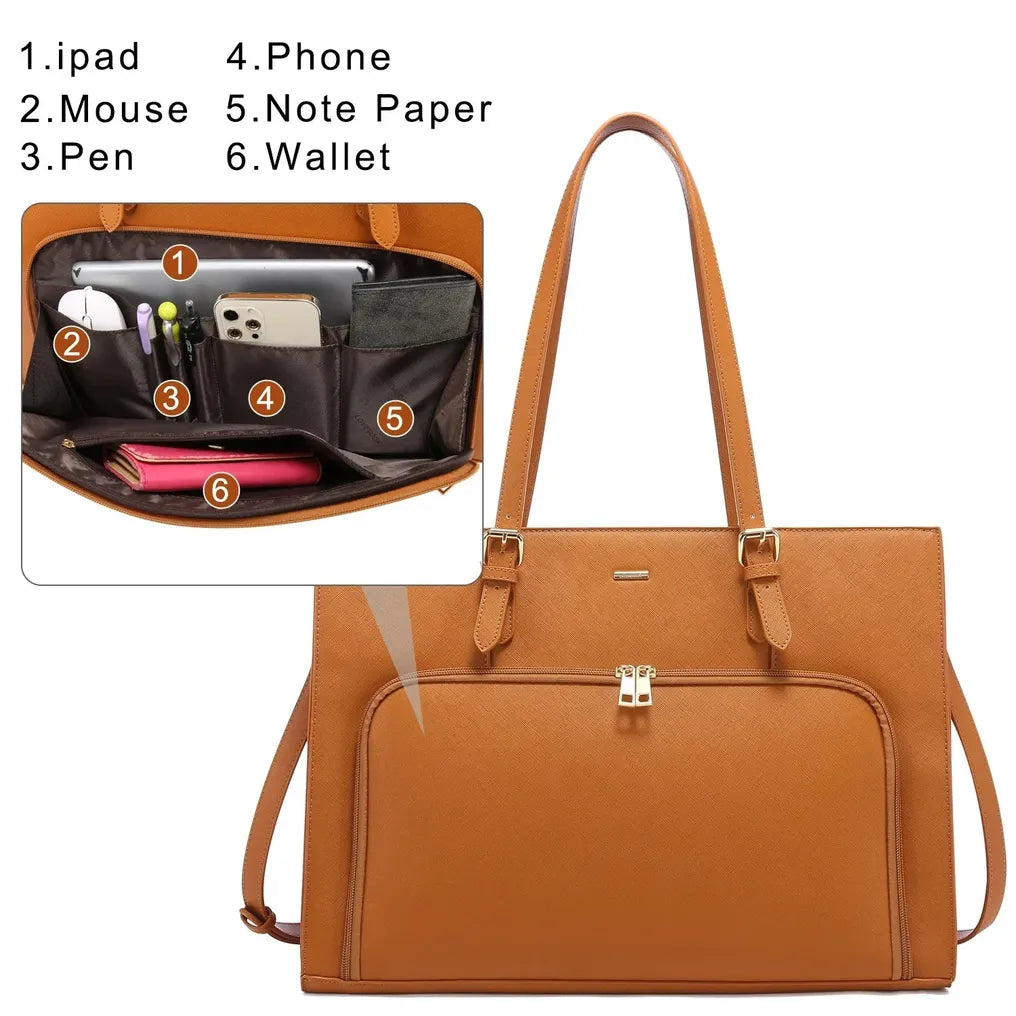 HKM-878483 Women’s Fashion Tote Bag with USB Port for 15.6 Inch Laptops