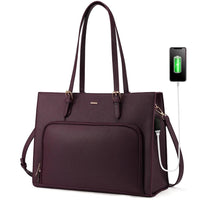 HKM-878483 Women’s Fashion Tote Bag with USB Port for 15.6 Inch Laptops