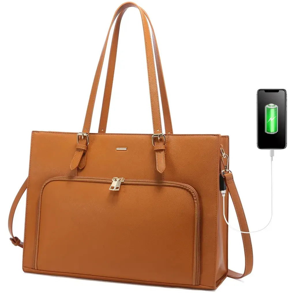 HKM-878483 Women’s Fashion Tote Bag with USB Port for 15.6 Inch Laptops