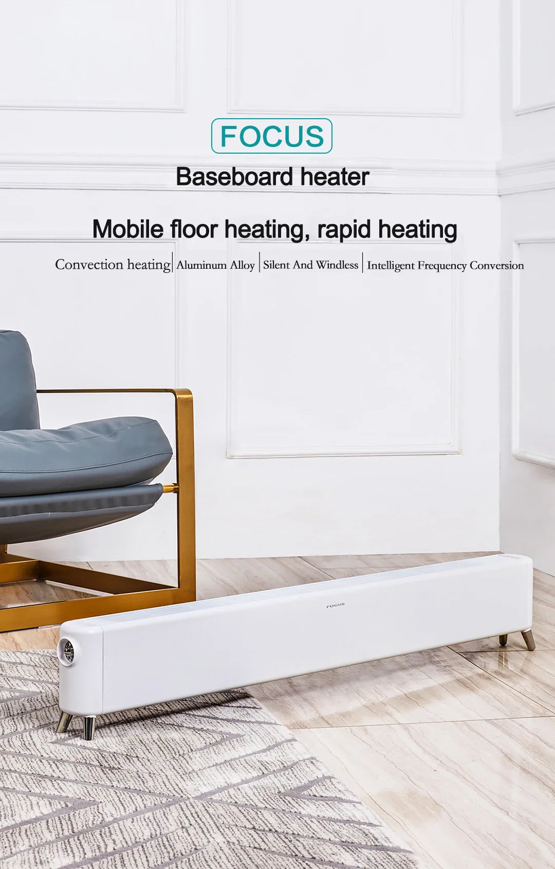 HKM-878547 2000W Electric Digital Display Free Standing Waterproof Heater with Remote Control and Adjustable Thermostat