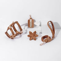 HKM-8786621 Velvet Pet Dog Collar Set with Bow, Chest Harness, and Hand-Holding Rope