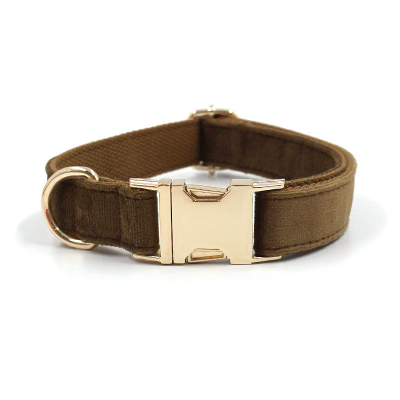 HKM-8786621 Velvet Pet Dog Collar Set with Bow, Chest Harness, and Hand-Holding Rope