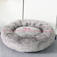 HKM-8786877 Round Grey Thickened Cat Bed for Cozy Winter Comfort - 58x58x18cm