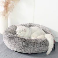 HKM-8786877 Round Grey Thickened Cat Bed for Cozy Winter Comfort - 58x58x18cm