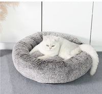 HKM-8786877 Round Grey Thickened Cat Bed for Cozy Winter Comfort - 58x58x18cm