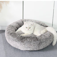 HKM-8786877 Round Grey Thickened Cat Bed for Cozy Winter Comfort - 58x58x18cm