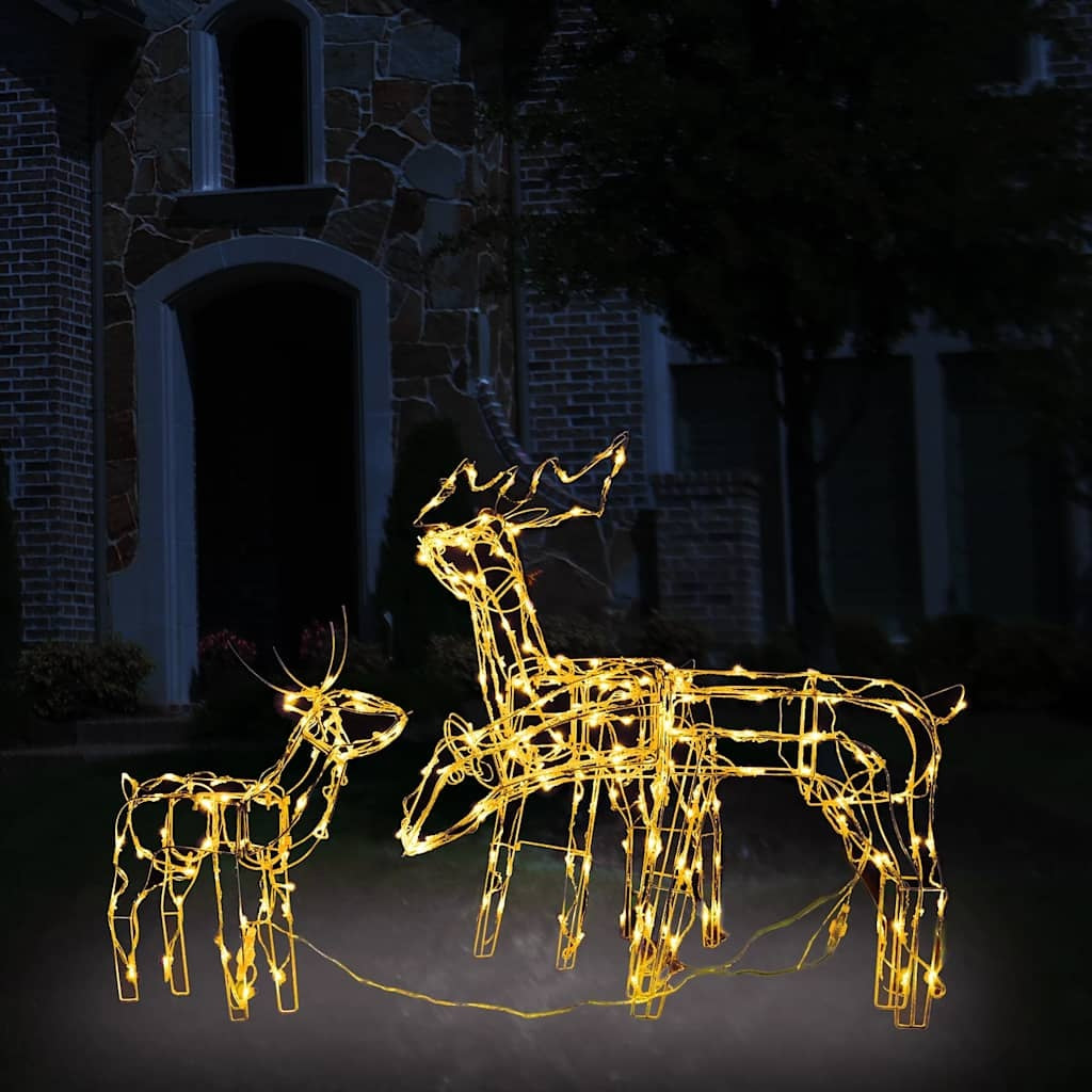 HKM-878739 3-Piece LED Reindeer Christmas Decoration Set - Warm White Lights for Indoor & Outdoor Use