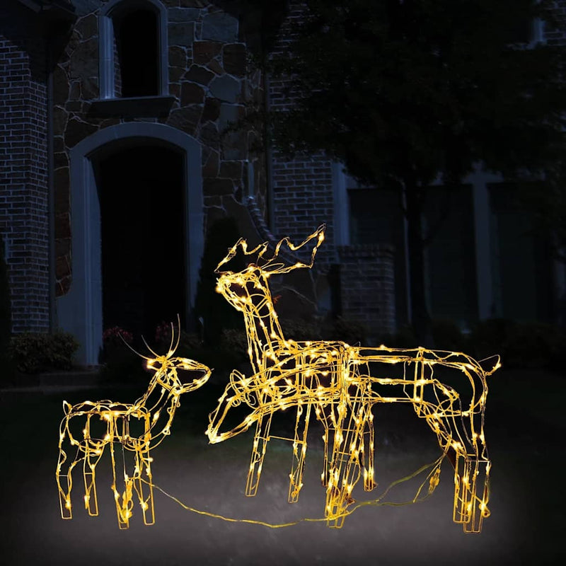 HKM-878739 3-Piece LED Reindeer Christmas Decoration Set - Warm White Lights for Indoor & Outdoor Use
