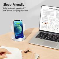 HKM-878803 Foldable 15W Wireless Charger Stand for Apple Devices - Fast Charging, Adjustable Angle