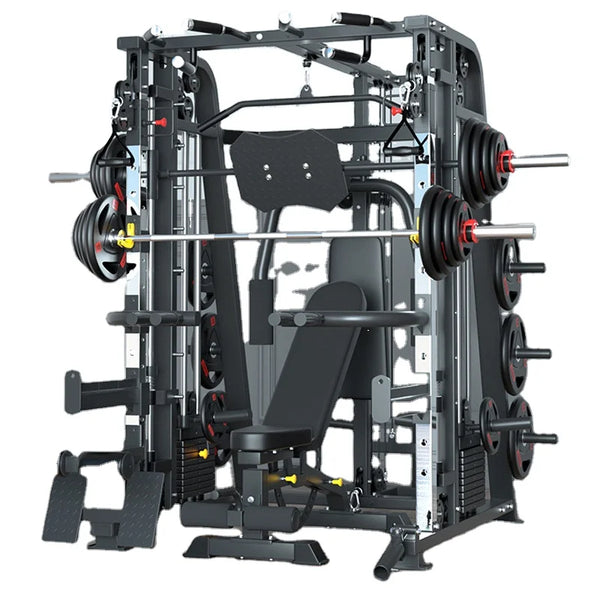 HKM-878803 Multi-Functional Smith Machine Power Rack with Dual Weight Stack for Home and Commercial Gym Use
