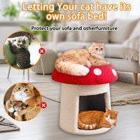 HKM-8788285 Extra Large Red Mushroom Cat Bed - Scratch-Resistant, Washable, All-Season Pet Seat for Cats