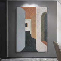 HKM-878867 Handmade Abstract Oil Painting on Canvas for Modern Home Decor, Unstretched and Frameless