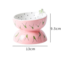 HKM-8790077 Elevated Ceramic Cat Bowl with Tilted Design for Comfortable Feeding and Anti-Vomiting for Cats and Small Dogs