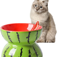 HKM-8790077 Elevated Ceramic Cat Bowl with Tilted Design for Comfortable Feeding and Anti-Vomiting for Cats and Small Dogs