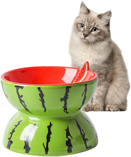 HKM-8790077 Elevated Ceramic Cat Bowl with Tilted Design for Comfortable Feeding and Anti-Vomiting for Cats and Small Dogs