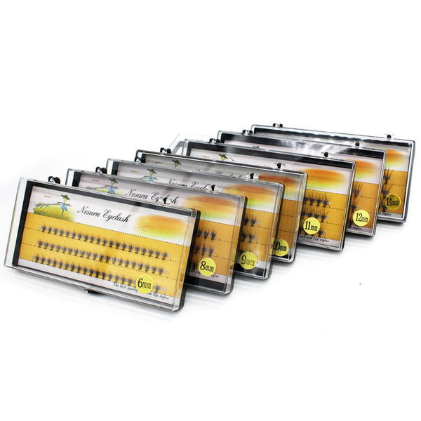 HKM-879315 Natural Curl Single Cluster Eyelashes - 10 Plants, Lengths 6-14mm, 0.1mm Thickness, Manual Craftsmanship