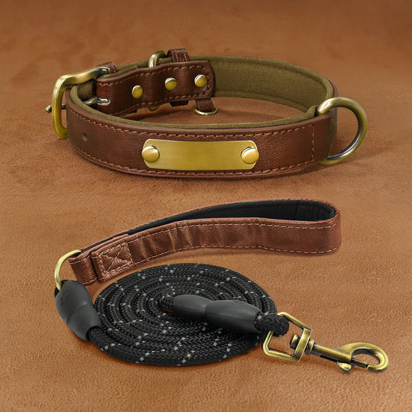 HKM-8794429 Engraved Ultra Fiber PU Dog Collar with Zinc Alloy Buckle - Grey, Brown, Green, Red Options