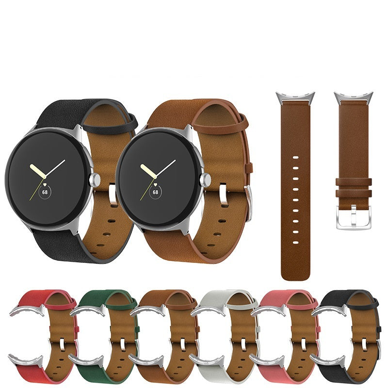 HKM-879443 Straight Interface Leather Watch Strap - Compatible with Google Devices - Available in Multiple Colors - 20mm Width