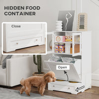 HKM-8794557 Elevated Dog Feeding Station with Storage Cabinets and Side Hooks