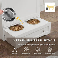 HKM-8794557 Elevated Dog Feeding Station with Storage Cabinets and Side Hooks