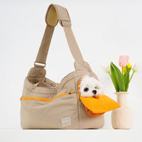 HKM-8794813 Portable Mesh Cat Shoulder Crossbody Pet Bag - Navy Blue & Khaki, 40x14x25cm