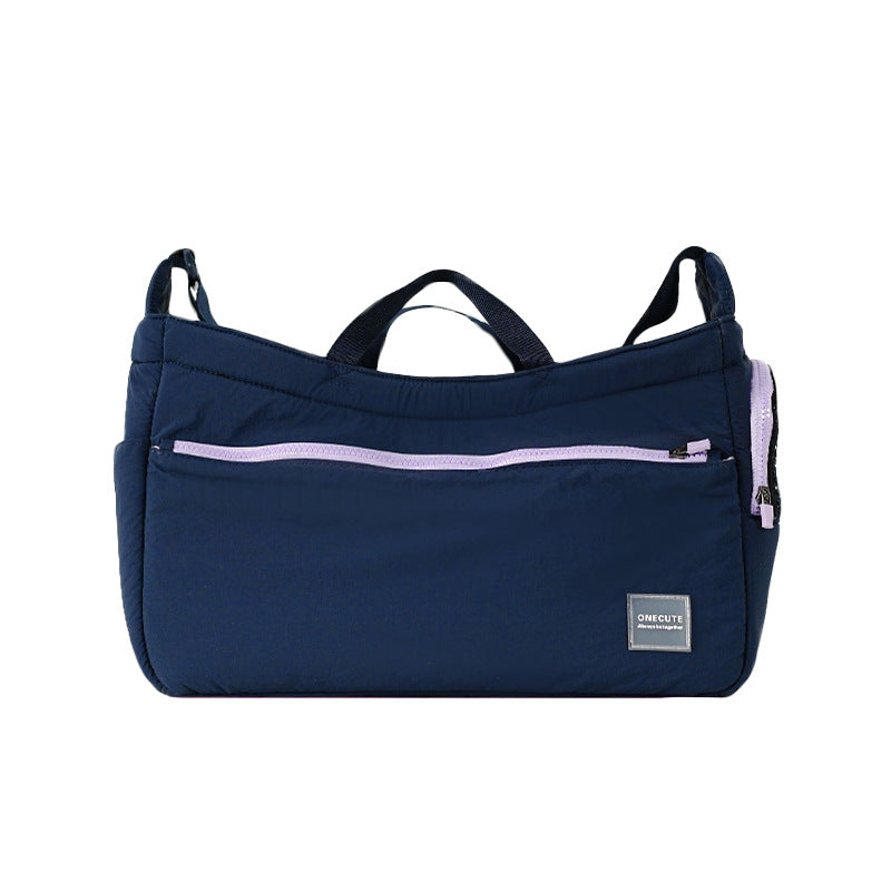 HKM-8794813 Portable Mesh Cat Shoulder Crossbody Pet Bag - Navy Blue & Khaki, 40x14x25cm