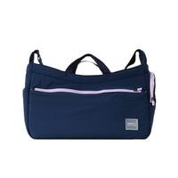 HKM-8794813 Portable Mesh Cat Shoulder Crossbody Pet Bag - Navy Blue & Khaki, 40x14x25cm