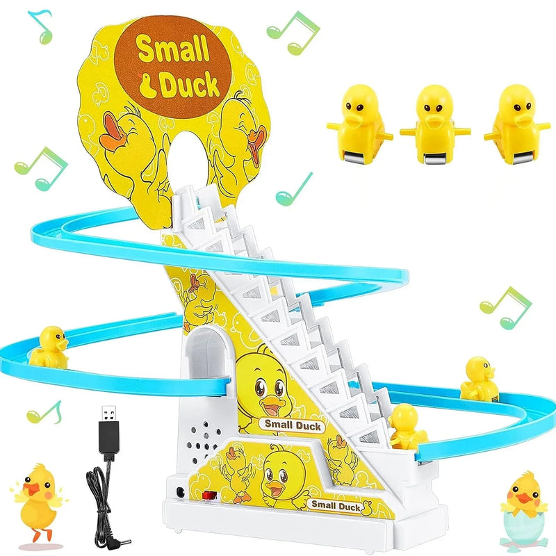 HKM-879571 Electric Duck Climbing Race Toy for Kids - Fun Sliding & Stair Navigation