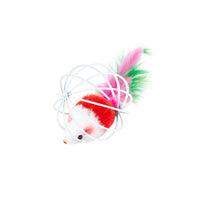 HKM-8796989 Colorful Plush Cat Toy Cage with Mouse for Nibbling Playtime