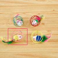 HKM-8796989 Colorful Plush Cat Toy Cage with Mouse for Nibbling Playtime