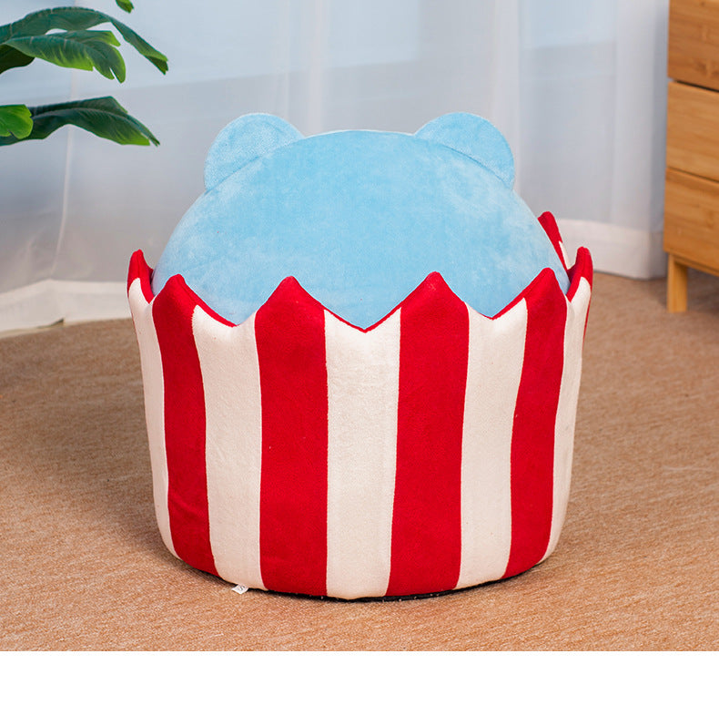 HKM-8798397 Cozy Warm Semi-Closed Cat Nest - Soft Cloth Cat Litter for Comfort and Relaxation