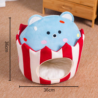 HKM-8798397 Cozy Warm Semi-Closed Cat Nest - Soft Cloth Cat Litter for Comfort and Relaxation