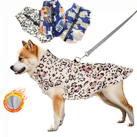 HKM-8798909 Waterproof Cotton-Padded Pet Coat with Zipper - Dark Blue, Leopard Print, Camouflage Options in Multiple Sizes