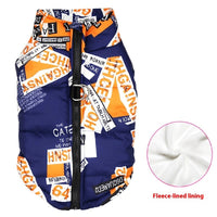 HKM-8798909 Waterproof Cotton-Padded Pet Coat with Zipper - Dark Blue, Leopard Print, Camouflage Options in Multiple Sizes