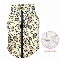 HKM-8798909 Waterproof Cotton-Padded Pet Coat with Zipper - Dark Blue, Leopard Print, Camouflage Options in Multiple Sizes