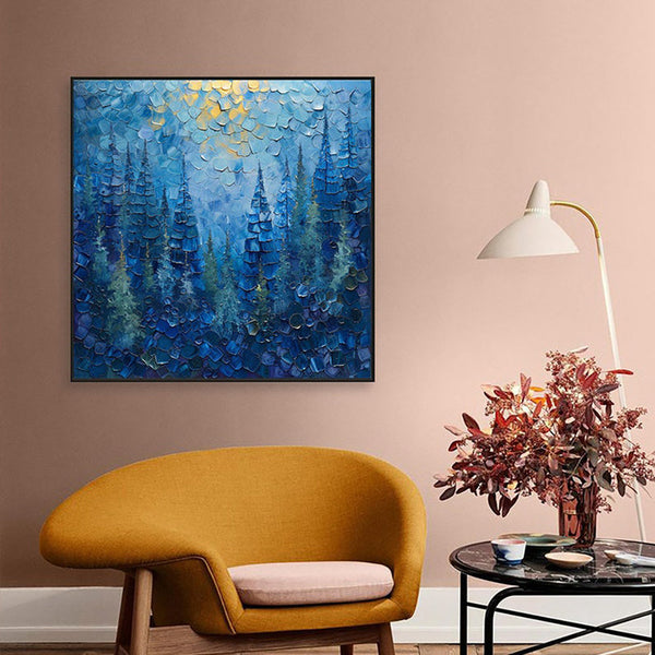 HKM-880019 Large Vintage Abstract Forest Landscape Oil Painting for Living Room Decor - Unique Hand-Painted Canvas Art