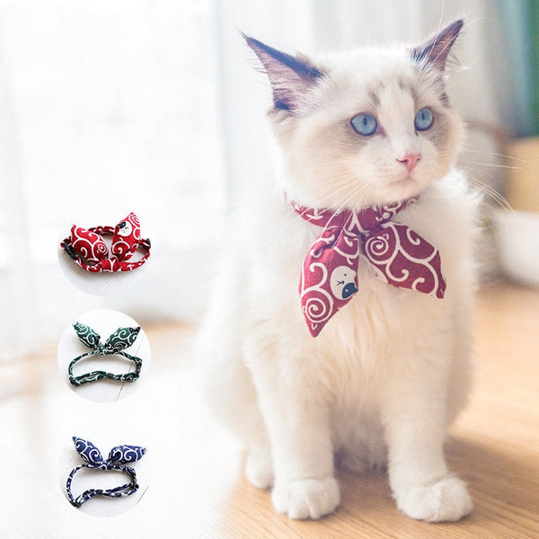 HKM-8800317 Handmade Bow Tie for Cats and Puppies - Cloth Material, Multiple Sizes Available