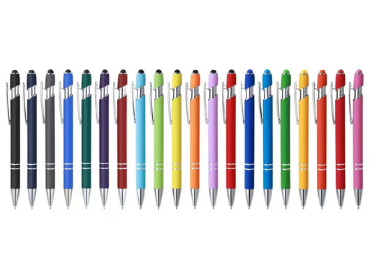 HKM-880211 Aluminium Ballpoint Stylus Pen with Soft Rubber Tip for Touch Screens - Custom Logo Available
