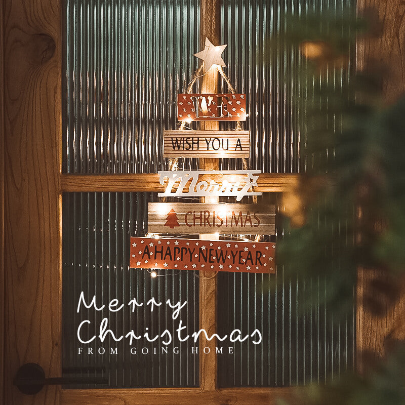 HKM-880211 Wooden Christmas Blessing Wall Decoration - Rustic Holiday Home Décor