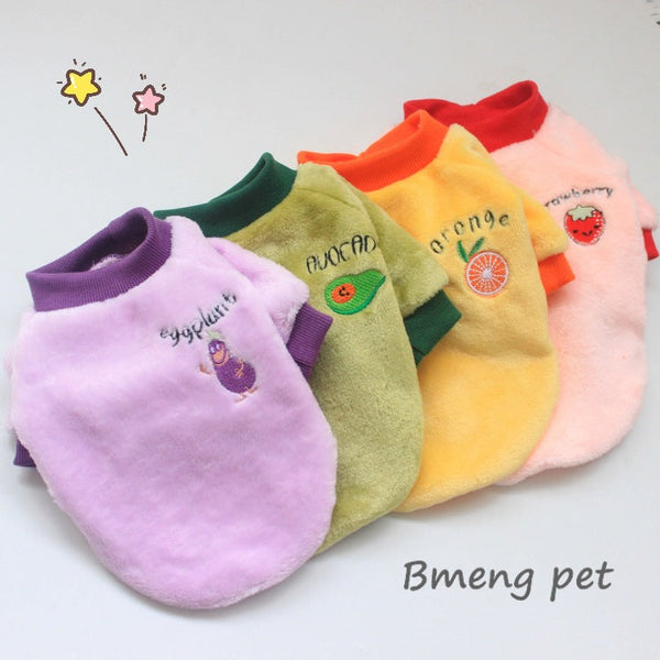 HKM-8802493 Warm Velvet Puppy Sweatshirts in Fruit Colors - Multiple Sizes Available
