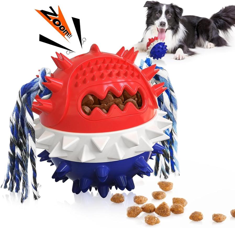 HKM-880275 Durable Squeaky Dog Chew Toy for Medium and Large Breeds - Treat Dispenser for Dental Health and Boredom Relief