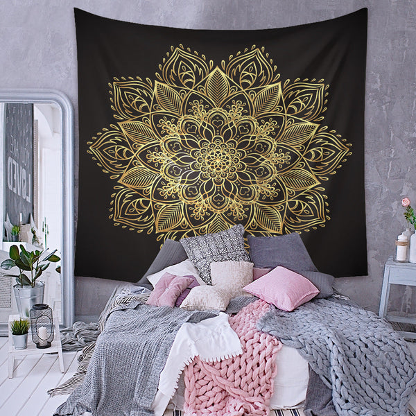 HKM-880403 Bohemian Mandala Tapestry - Polyester Fiber, Multiple Sizes Available