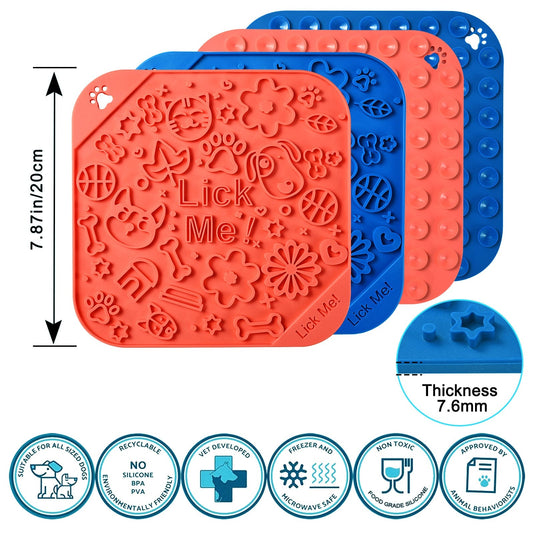 HKM-8804925 Slow Feed Puzzle Mat for Dogs with Scraper - Silicone, 20x20cm, Available in Multiple Colors
