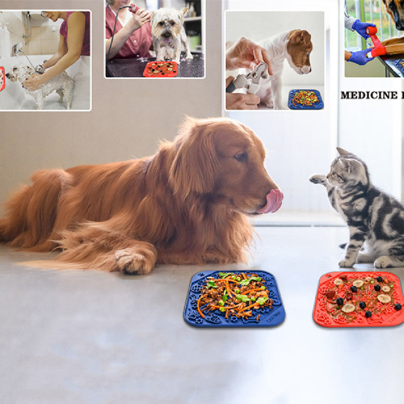 HKM-8804925 Slow Feed Puzzle Mat for Dogs with Scraper - Silicone, 20x20cm, Available in Multiple Colors