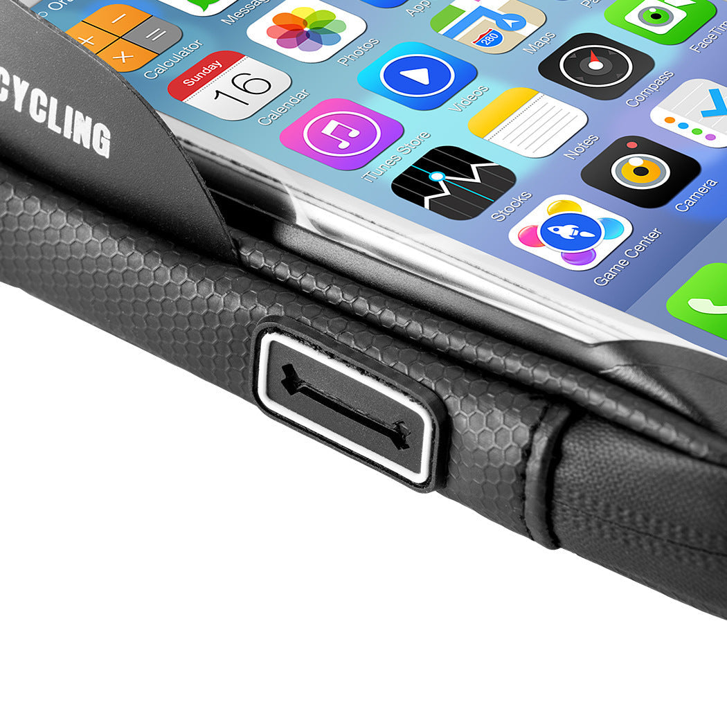 HKM-880787 Waterproof Bicycle Handlebar Bag with Touch Screen, 6-Inch Mobile Holder and Headphone Jack